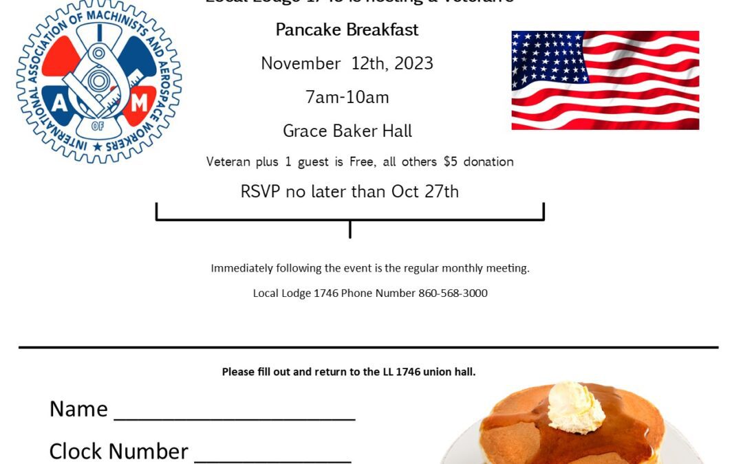 Veteran’s Day Pancake Breakfast November 12, 2023