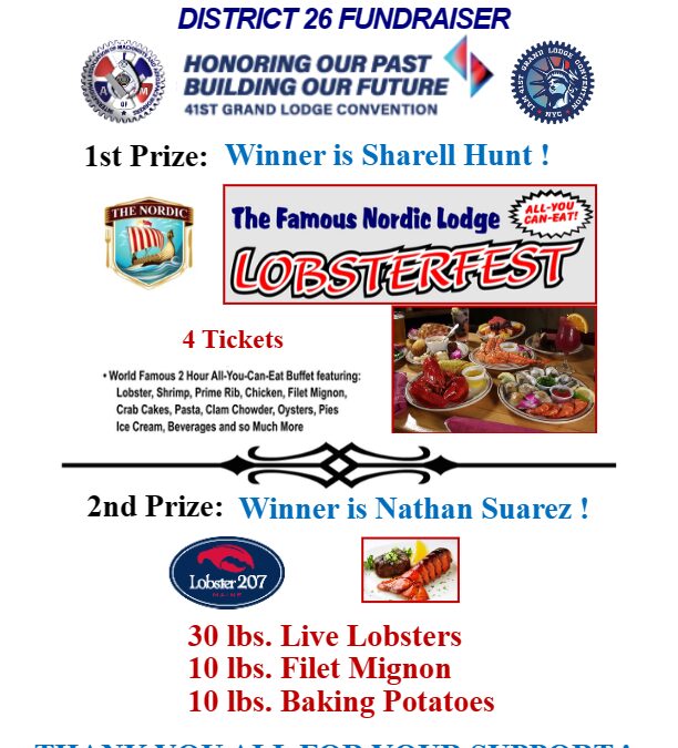 41st IAM GRAND LODGE CONVENTION  DISTRICT 26 FUNDRAISER WINNERS ANNOUNCED