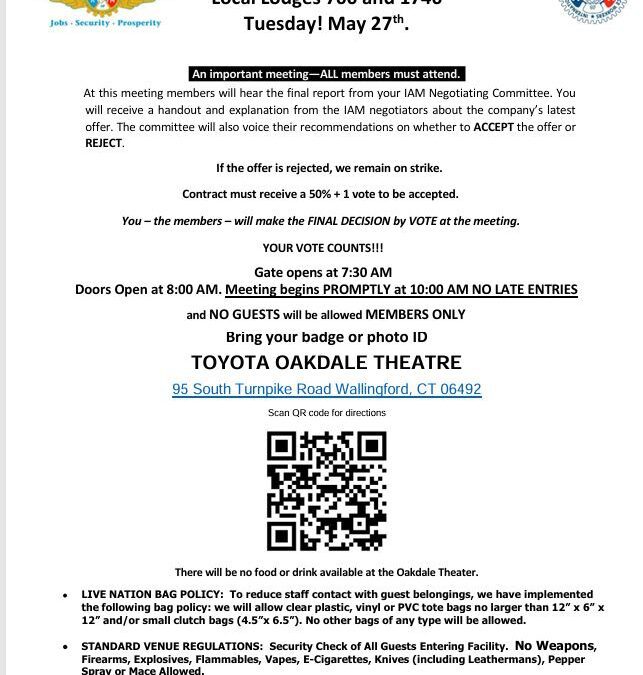 May 27, 2025 Contract Vote Information